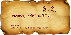 Udvardy Kálmán névjegykártya